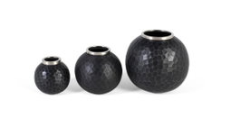 GINER Y COLOMER Lot de 3 vases en métal gris foncé